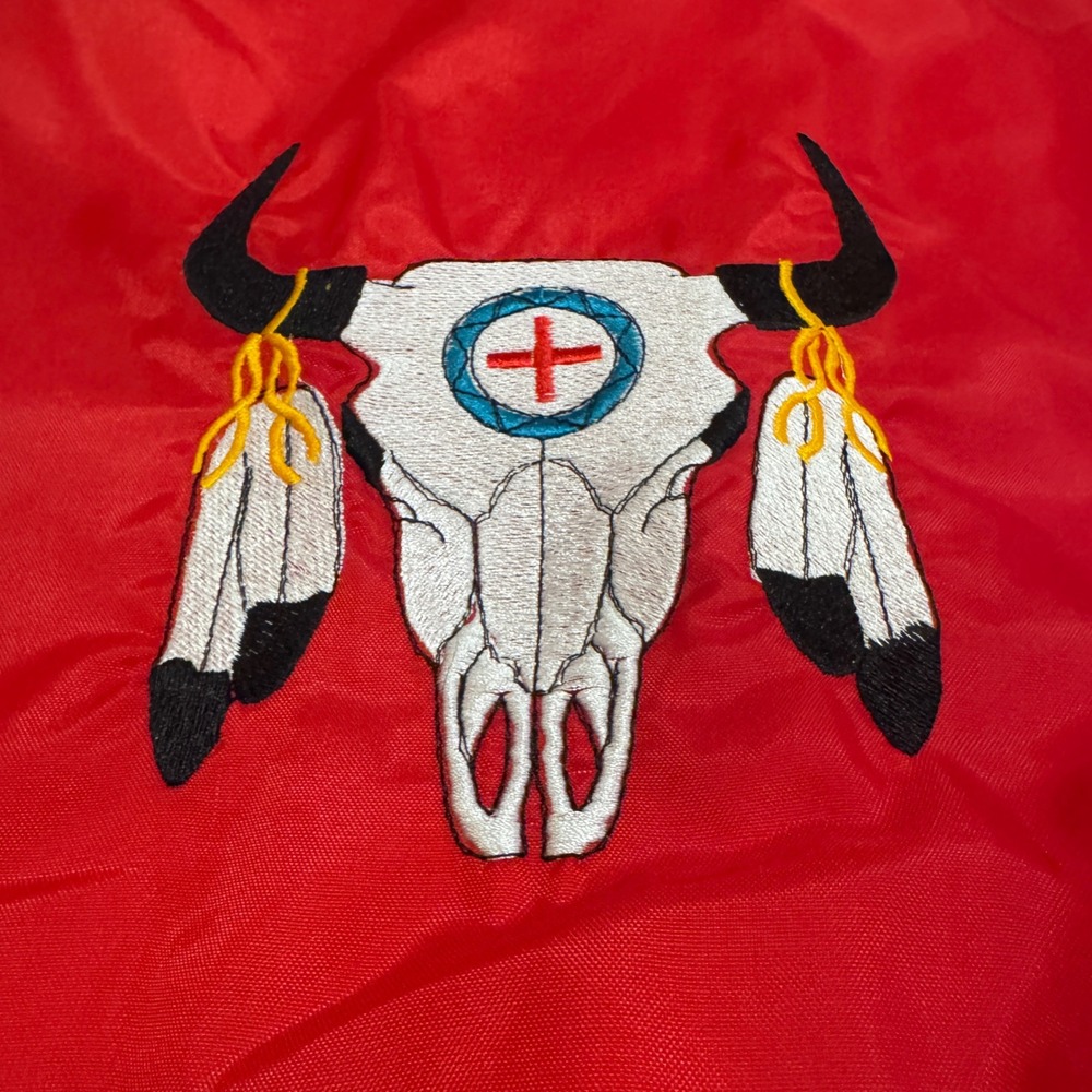 Northwind USA Vintage Red Jacket Western Native Look Bull Skull Embroidery Small - Picture 6 of 7